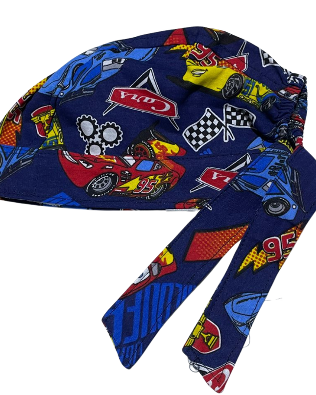 Gorro Quirúrgico - Cars - Nascar- Cordones - Antisudor - azul marino