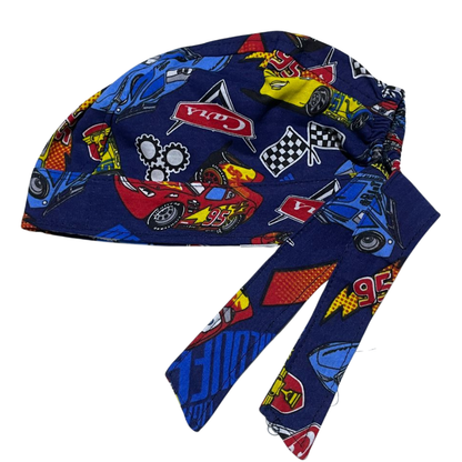 Gorro Quirúrgico - Cars - Nascar- Cordones - Antisudor - azul marino