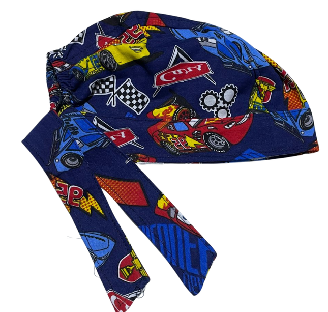 Gorro Quirúrgico - Cars - Nascar- Cordones - Antisudor - azul marino