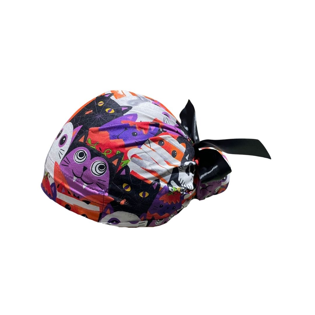 Gorro Medico Quirúrgico - Día De Muertos - Halloween - Listón - GATITOS