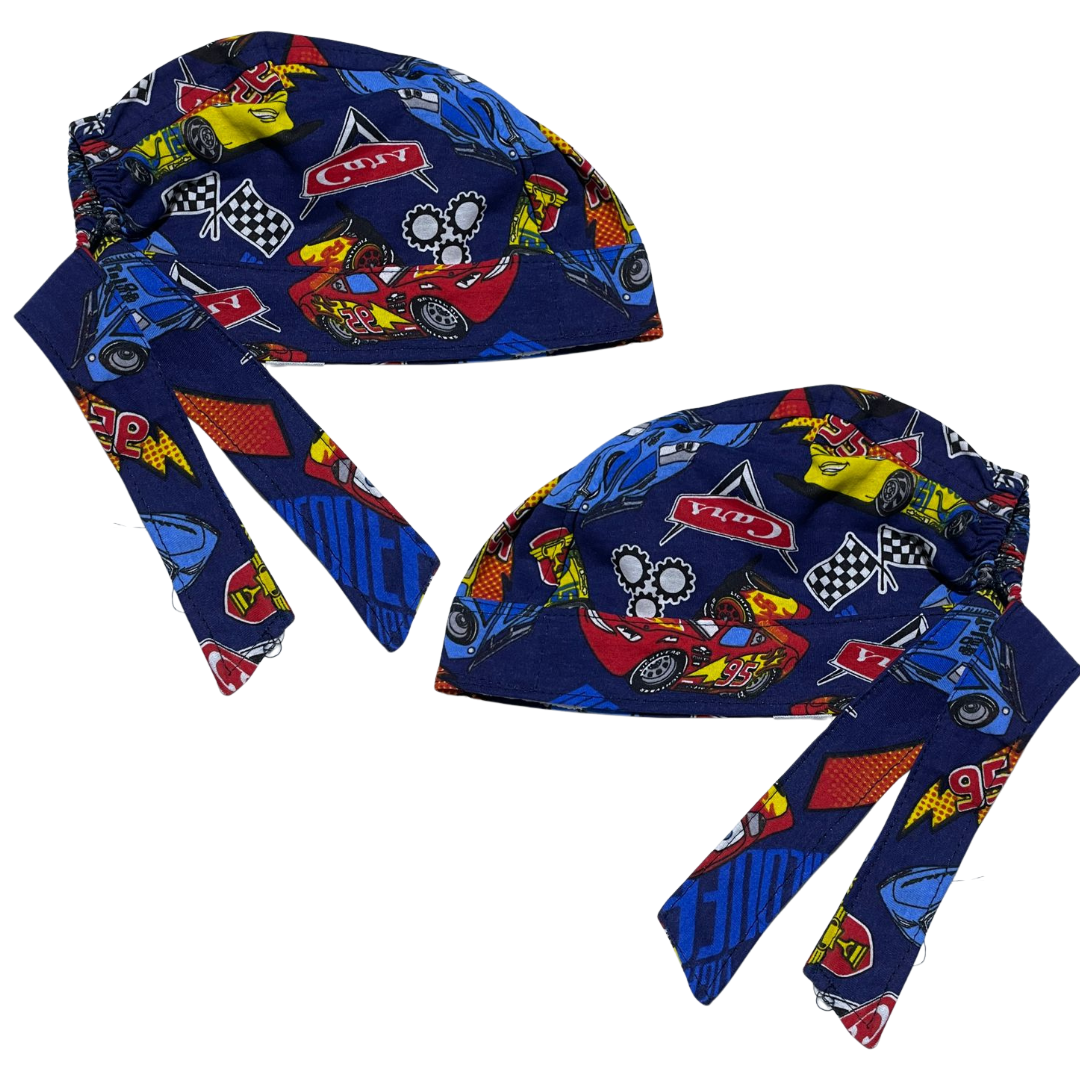 Gorro Quirúrgico - Cars - Nascar- Cordones - Antisudor - azul marino