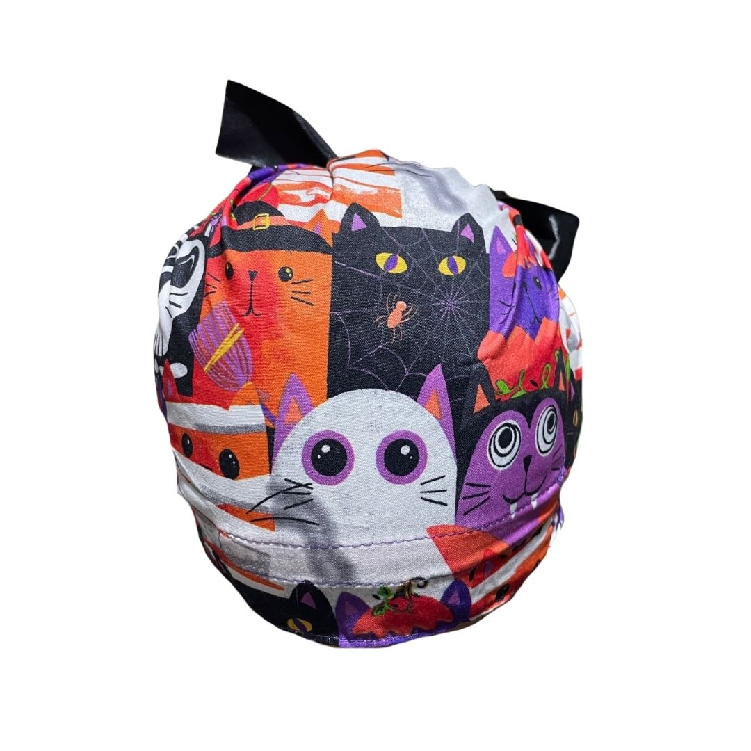 Gorro Medico Quirúrgico - Día De Muertos - Halloween - Listón - GATITOS