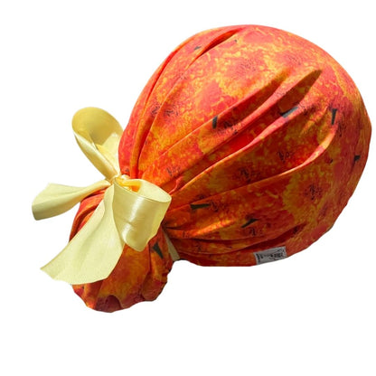 Gorro Quirúrgico - Día De Muertos Halloween - Listón - Cempasúchil