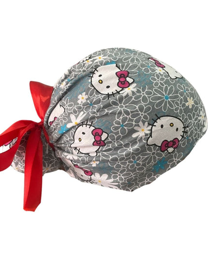 Gorro Quirúrgico - Hello Kitty - Rosa - Listón - Gris