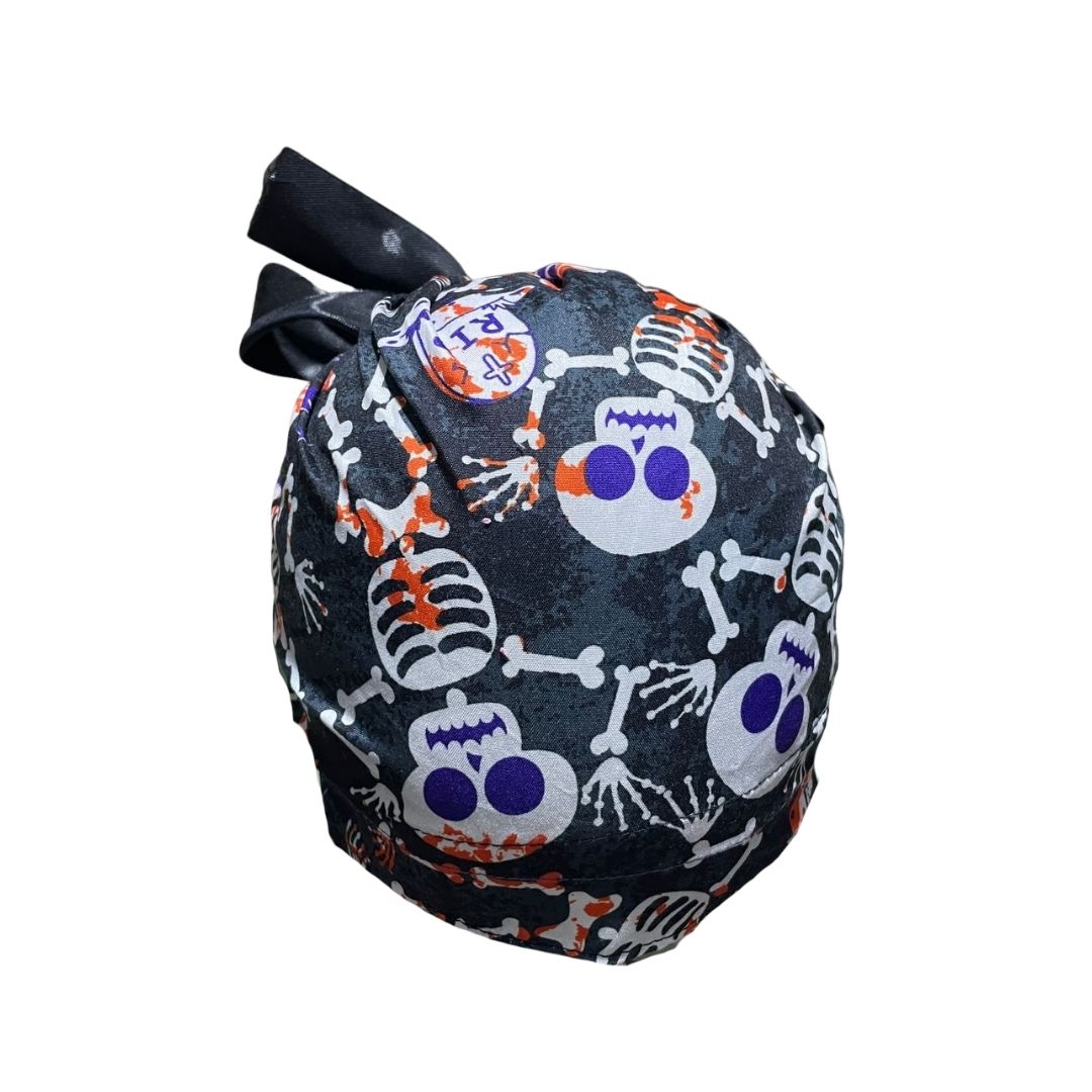 Gorro Medico Quirúrgico - Día De Muertos - Halloween - Esqueleto - Listón