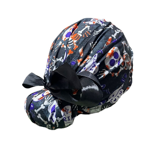 Gorro Medico Quirúrgico - Día De Muertos - Halloween - Esqueleto - Listón