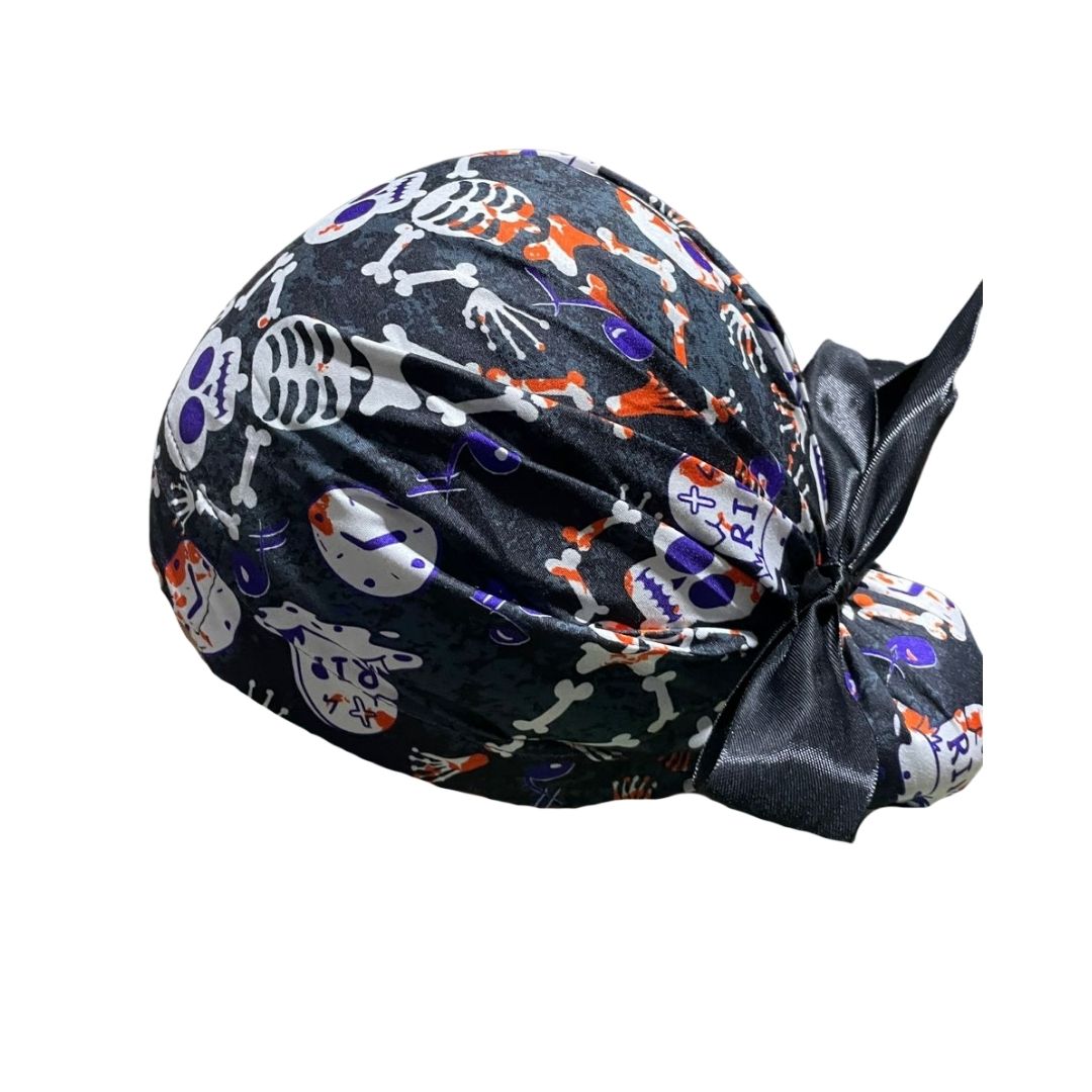 Gorro Medico Quirúrgico - Día De Muertos - Halloween - Esqueleto - Listón