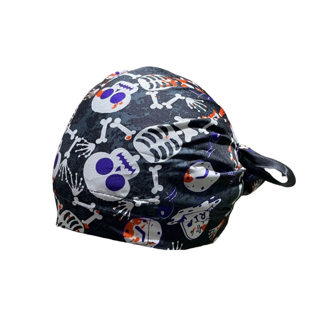 Gorro Medico Quirúrgico - Día De Muertos - Halloween - Esqueleto - Listón