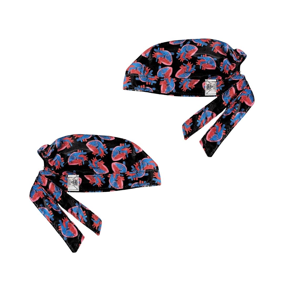 Gorro Quirúrgico - Corazón Electrocardiograma - Negro 2