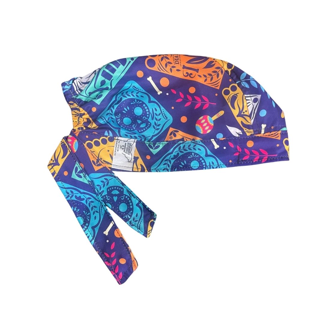 Gorro Quirúrgico - Día De Muertos - Calacas - Esqueleto - Papel Picado