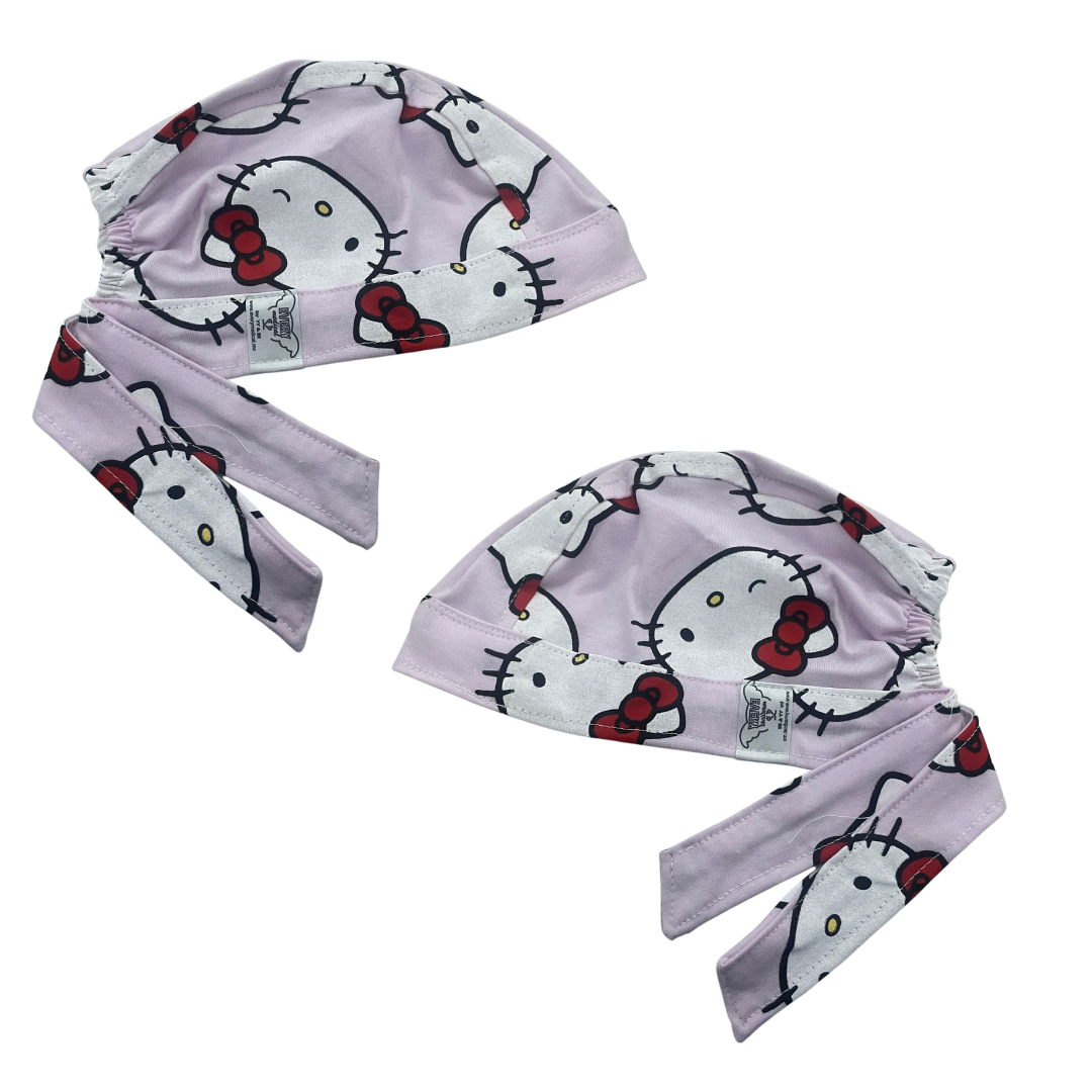 Gorro Quirúrgico Hello Kitty Rosa Cordones - Antisudor - ROSA 4