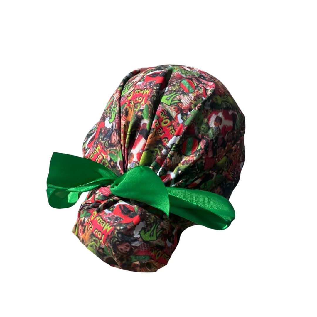 Gorro Quirúrgico Medico - Its The Grinch - Listón - Verde