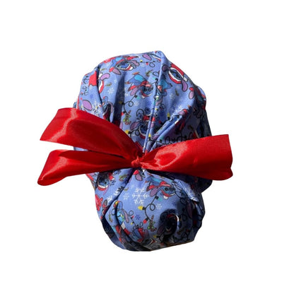 Gorro Quirúrgico Medico - Stitch - Gris - Listón - Navidad