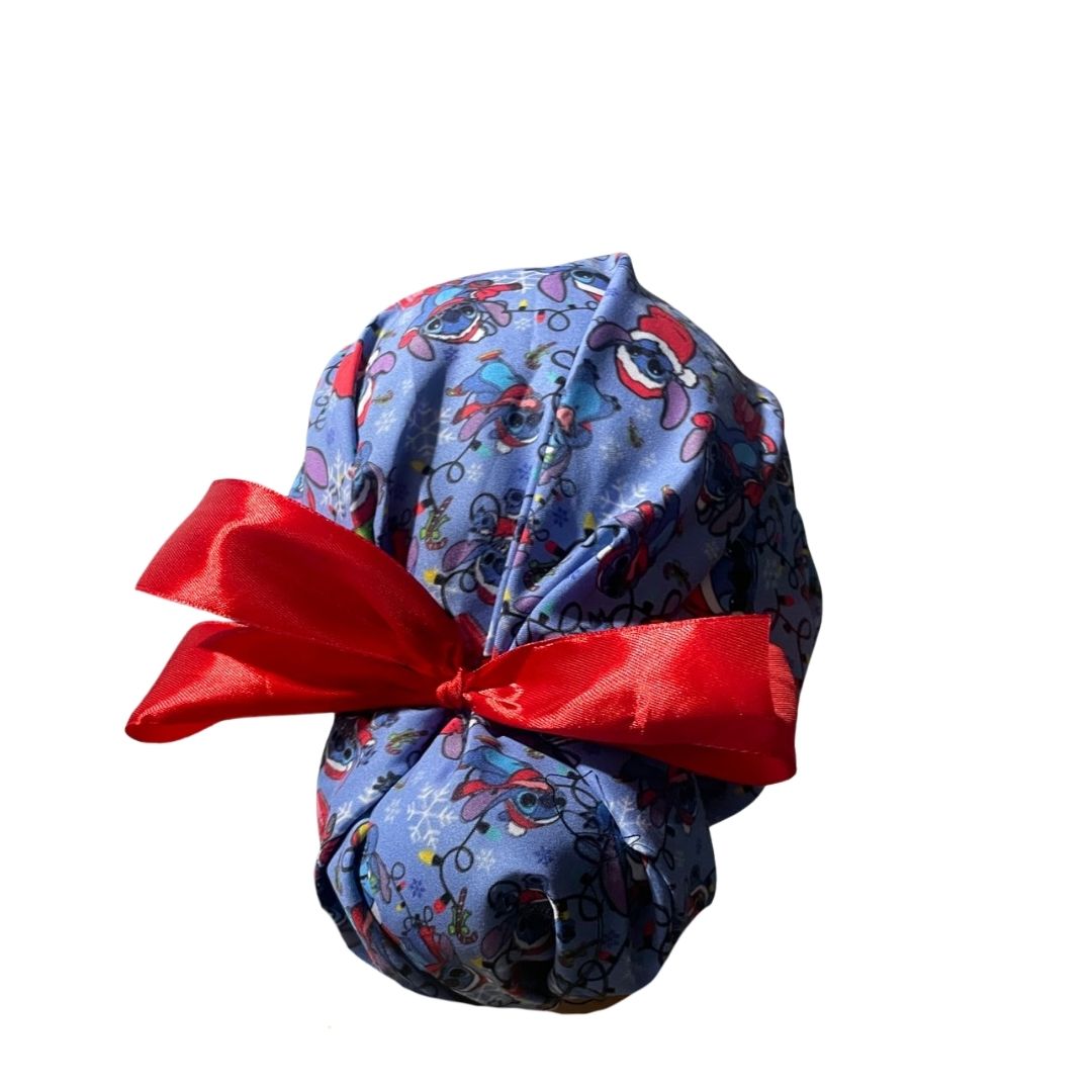 Gorro Quirúrgico Medico - Stitch - Gris - Listón - Navidad
