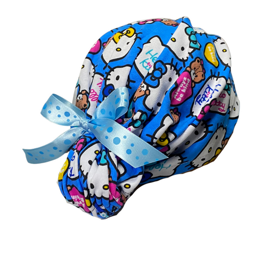 Gorro Quirúrgico Hello Kitty Azul Listones - Antisudor