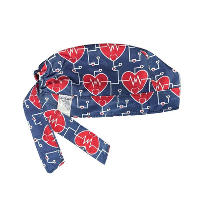 Gorro Medico Quirúrgico - Corazón - Electrocardiograma - Azul