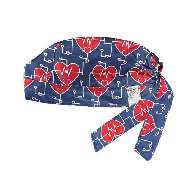 Gorro Medico Quirúrgico - Corazón - Electrocardiograma - Azul