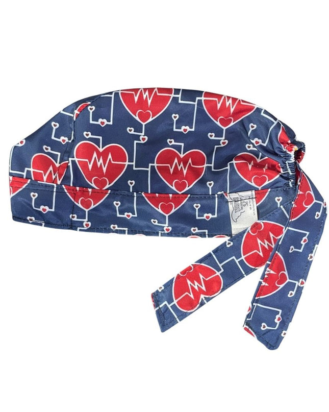 Gorro Medico Quirúrgico - Corazón - Electrocardiograma - Azul