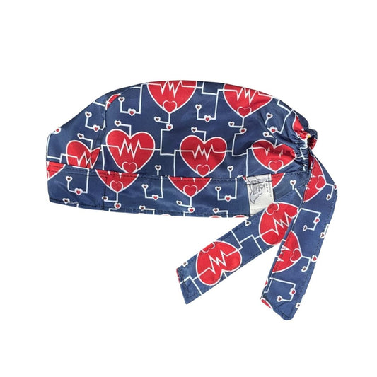 Gorro Medico Quirúrgico - Corazón - Electrocardiograma - Azul