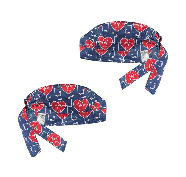 Gorro Medico Quirúrgico - Corazón - Electrocardiograma - Azul
