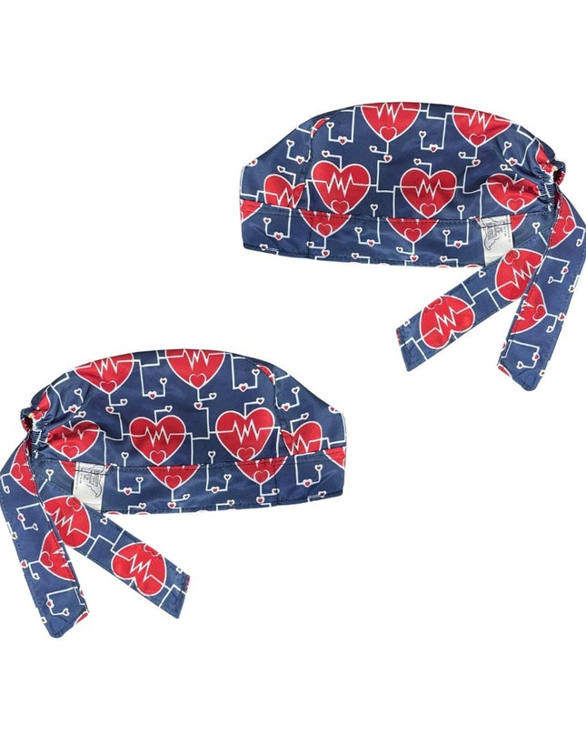 Gorro Medico Quirúrgico - Corazón - Electrocardiograma - Azul