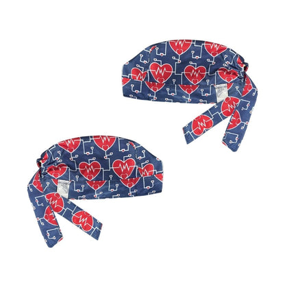 Gorro Medico Quirúrgico - Corazón - Electrocardiograma - Azul
