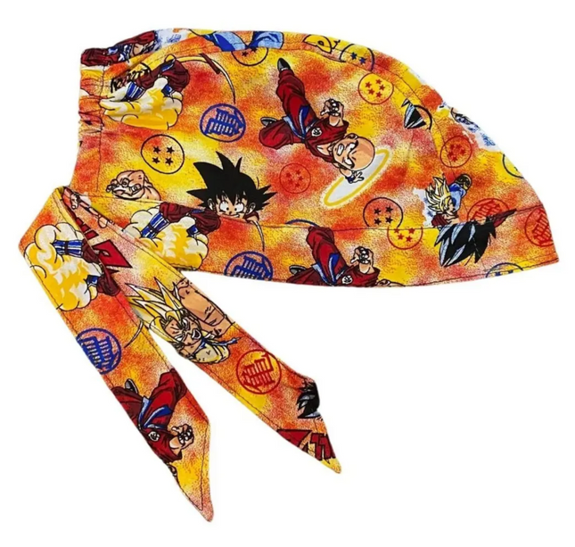 Gorro Quirúrgico Dragon Ball- Goku - Antisudor Negro- NARANJA