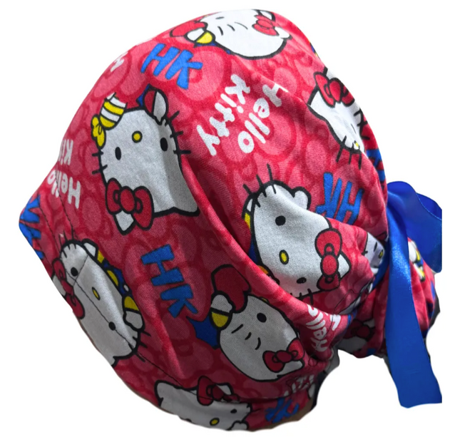 Gorro Quirúrgico Hello Kitty Rosa Listones - Antisudor Rojo