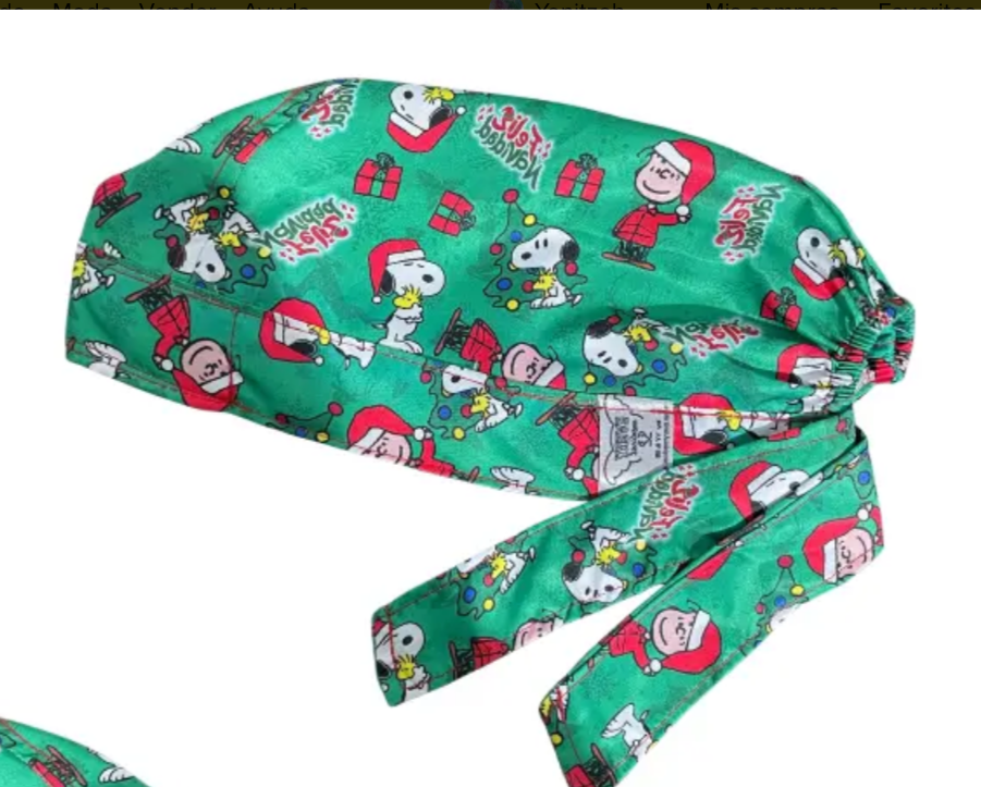 Gorro Quirúrgico - Snoopy - Navidad - Verde