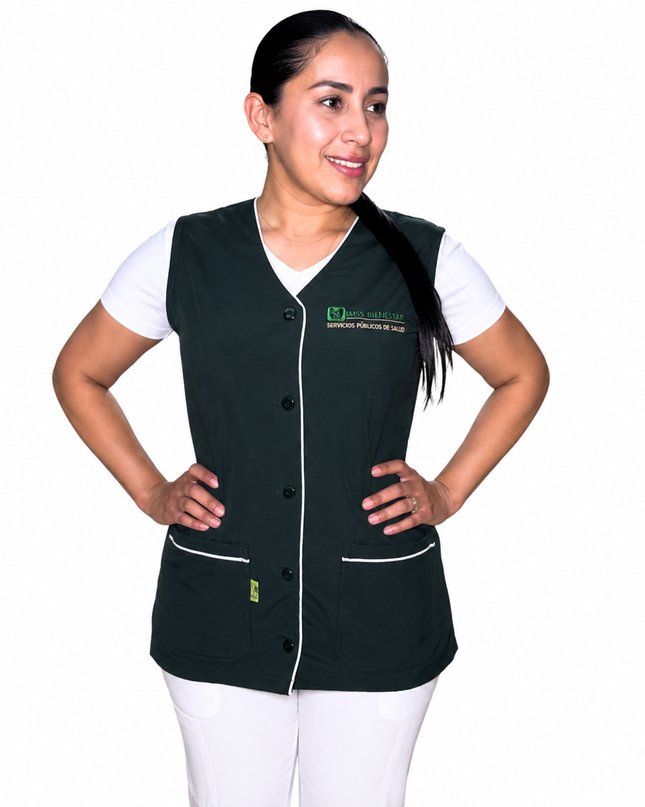 Chaleco Enfermería Clinico Quirurgico Dama CUELLO V Hospital (CON LOGO INSTITUCIONAL)