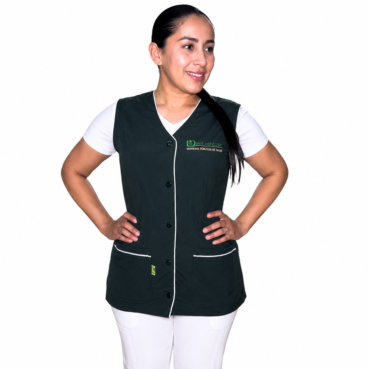 Chaleco Enfermería Clinico Quirurgico Dama CUELLO V Hospital (CON LOGO INSTITUCIONAL)