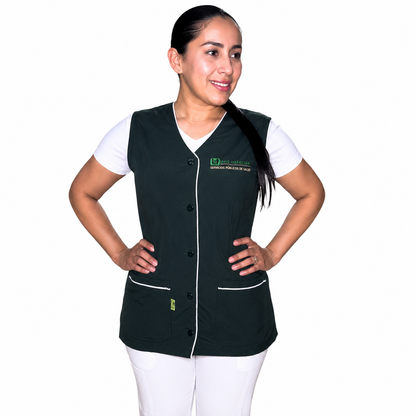 Chaleco Enfermería Clinico Quirurgico Dama CUELLO V Hospital (CON LOGO INSTITUCIONAL)