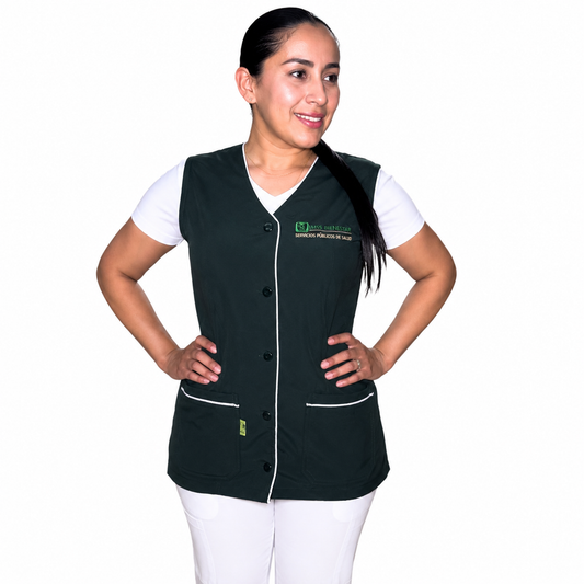 Chaleco Enfermería Clinico Quirurgico Dama CUELLO V Hospital (CON LOGO INSTITUCIONAL)