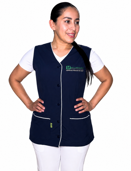 Chaleco Enfermería Clinico Quirurgico Dama CUELLO V Hospital (CON LOGO INSTITUCIONAL)