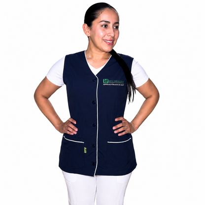 Chaleco Enfermería Clinico Quirurgico Dama CUELLO V Hospital (CON LOGO INSTITUCIONAL)