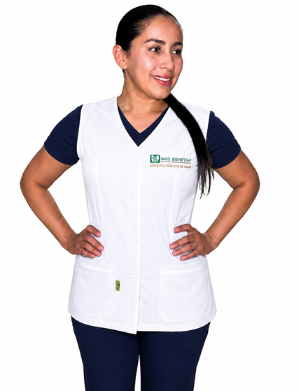 Chaleco Enfermería Clinico Quirurgico Dama CUELLO V Hospital (CON LOGO INSTITUCIONAL)