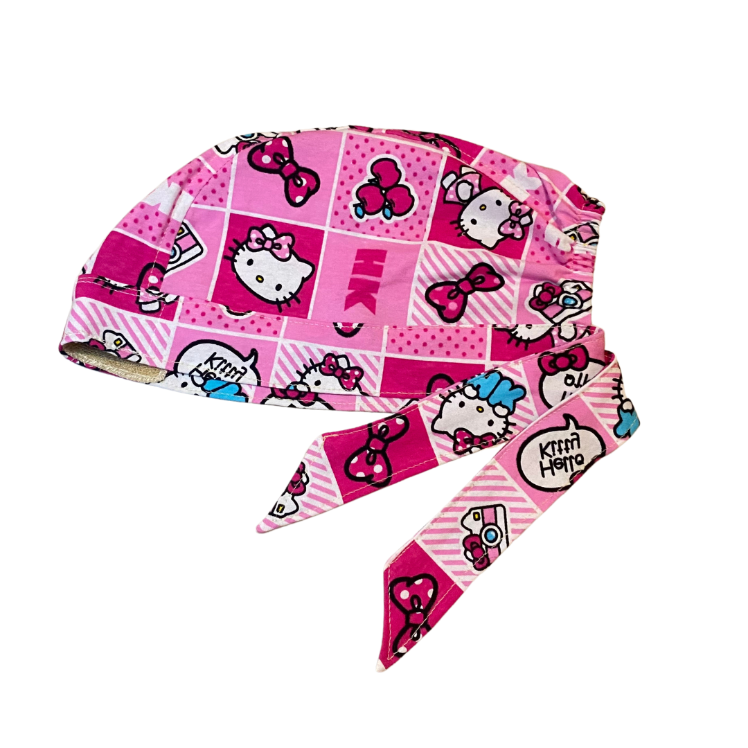 Gorro Quirúrgico Hello Kitty Rosa Cordones - Antisudor