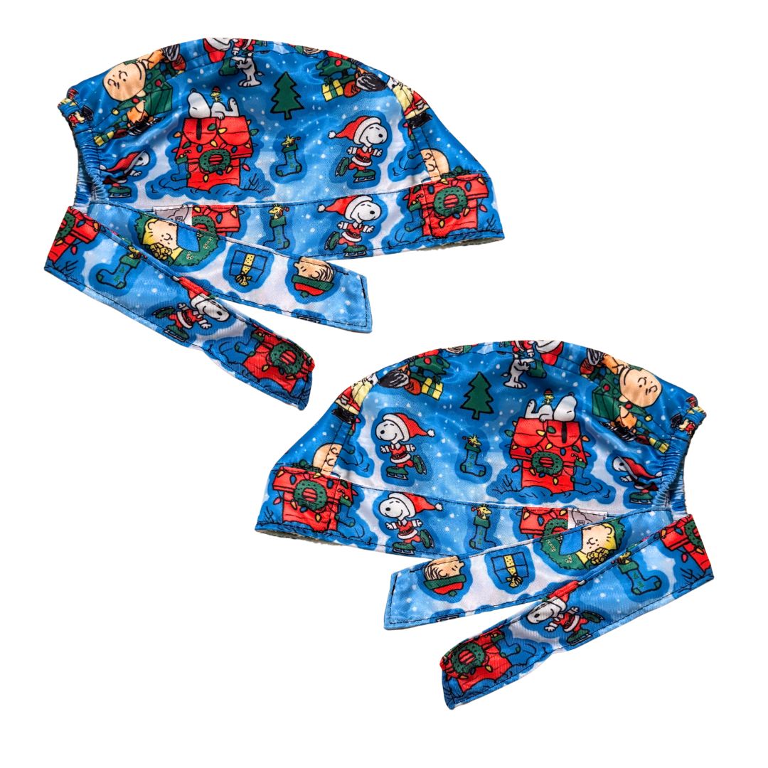 Gorro Quirúrgico Medico - Snoopy - Navidad - Azul