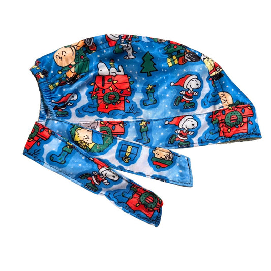 Gorro Quirúrgico Medico - Snoopy - Navidad - Azul