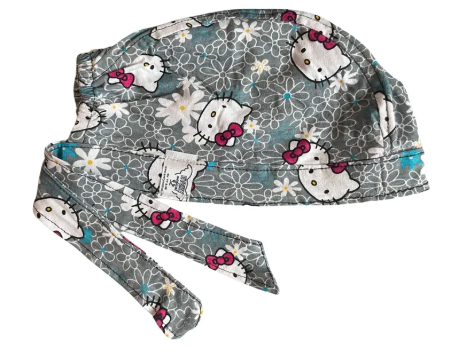 Gorro Quirúrgico - Hello Kitty - Gris Flores