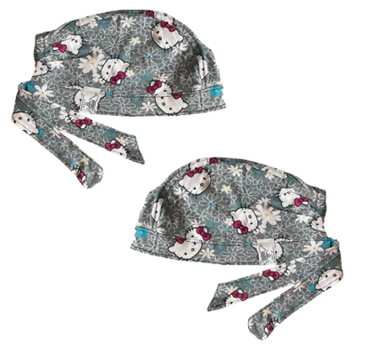 Gorro Quirúrgico - Hello Kitty - Gris Flores