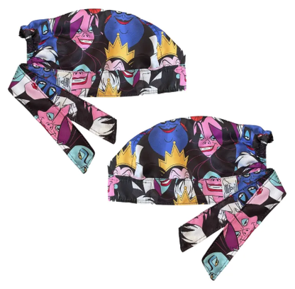 Gorro Medico Quirúrgico - Villanas De Disney - Ursula / Malefica - Negro