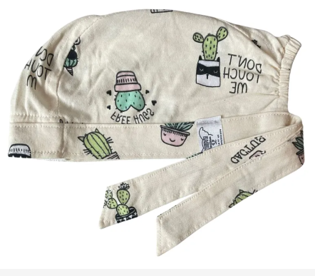 Gorro Medico Quirúrgico - Cactus Plantas - Arboles - Beige