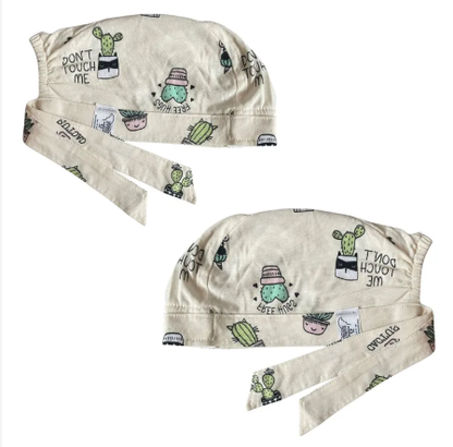 Gorro Medico Quirúrgico - Cactus Plantas - Arboles - Beige
