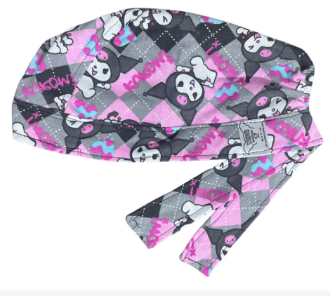 Gorro Medico Quirúrgico - Hello Kitty - Kuromi Y My Melody - Rosa Oscuro