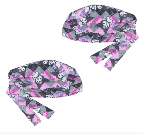 Gorro Medico Quirúrgico - Hello Kitty - Kuromi Y My Melody - Rosa Oscuro