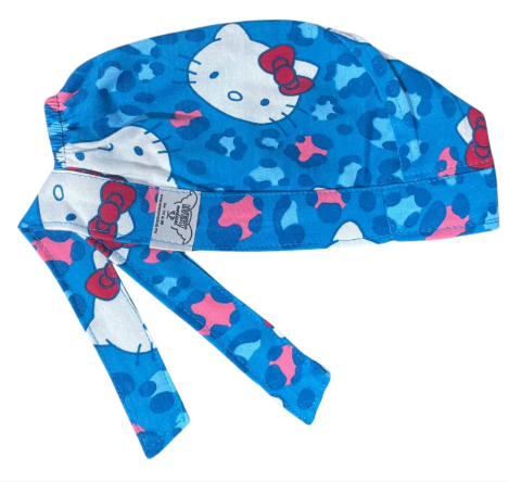 Gorro Medico Quirúrgico - Hello Kitty - Azul Claro - Cordones