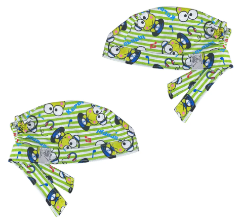 Gorro Medico Quirúrgico - Hello Kitty - Cordones - Verde