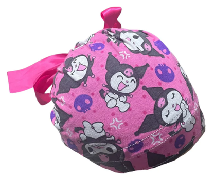 Gorro Medico Quirúrgico - Hello Kitty - Kuromi Y My Melody - Listón - Rosa Oscuro