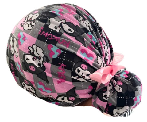 Gorro Medico Quirúrgico - Hello Kitty - Kuromi Y My Melody - Listón - Rosa2